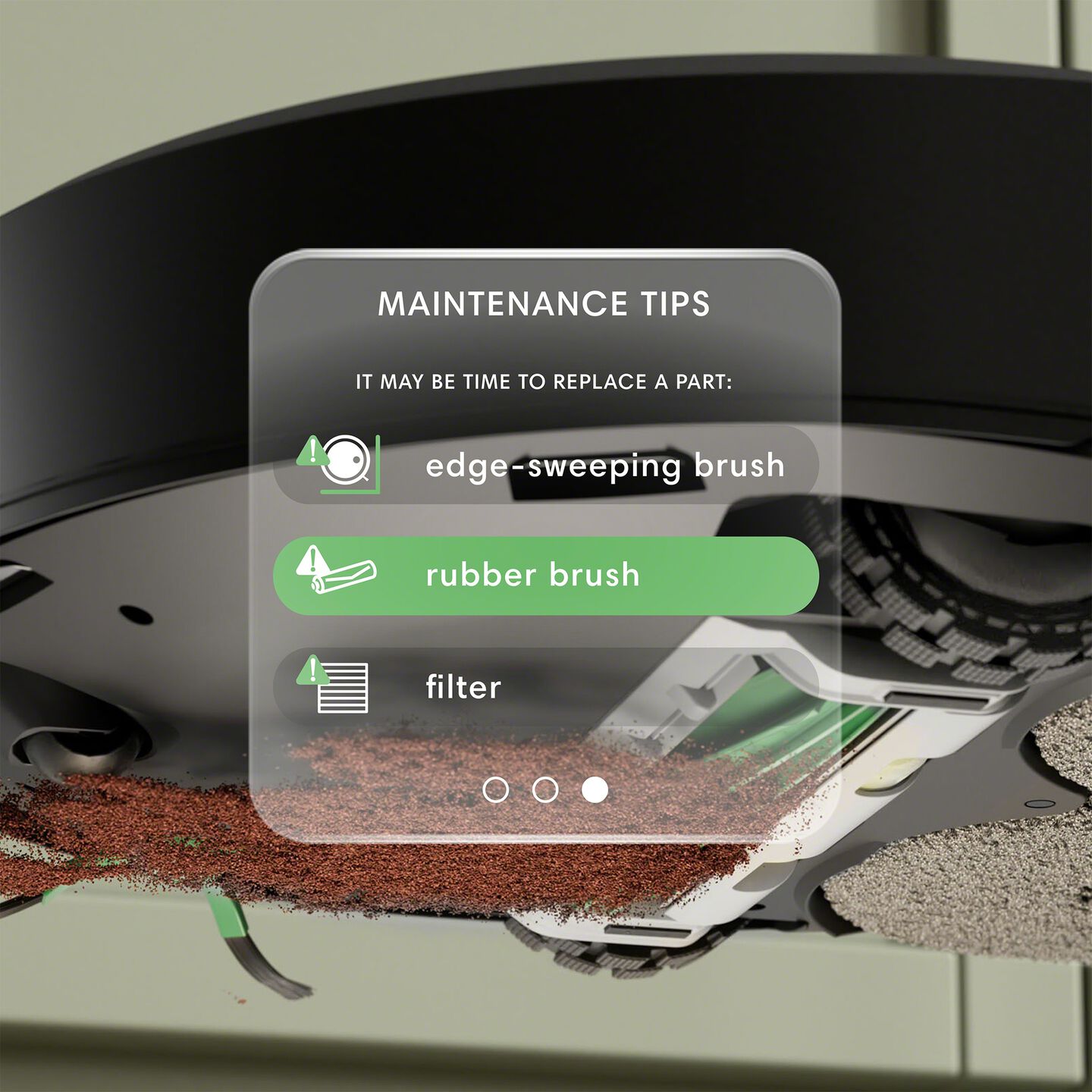 Panel de mantenimiento y estado del robot