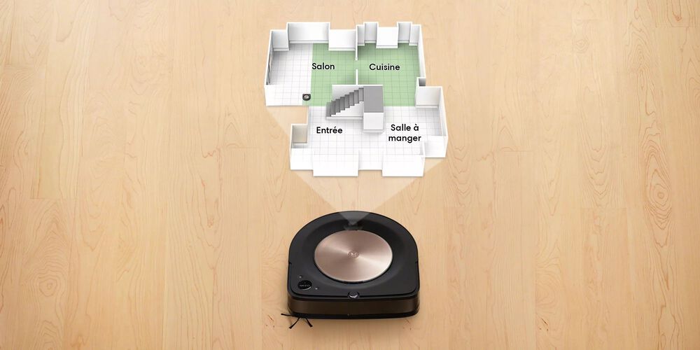 Robot Roomba projetant la carte intelligente d’une maison