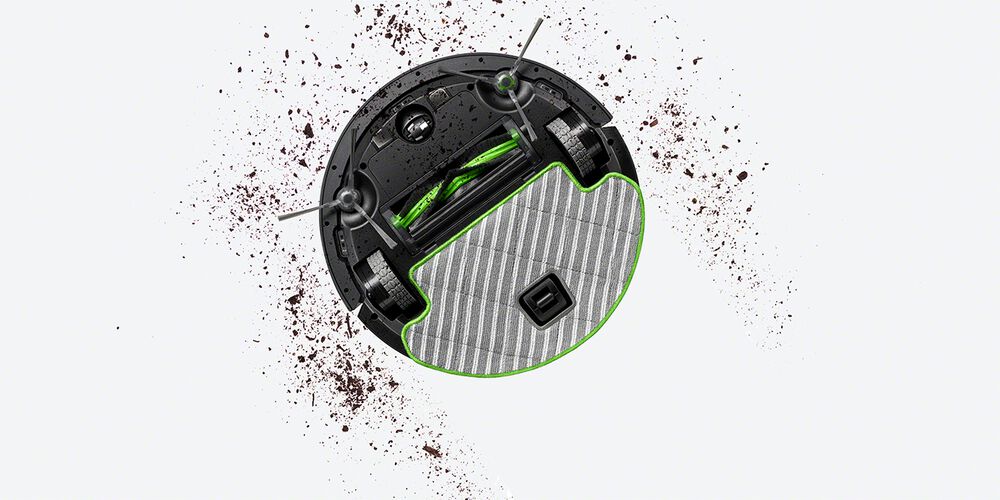 La parte inferior de un robot Roomba