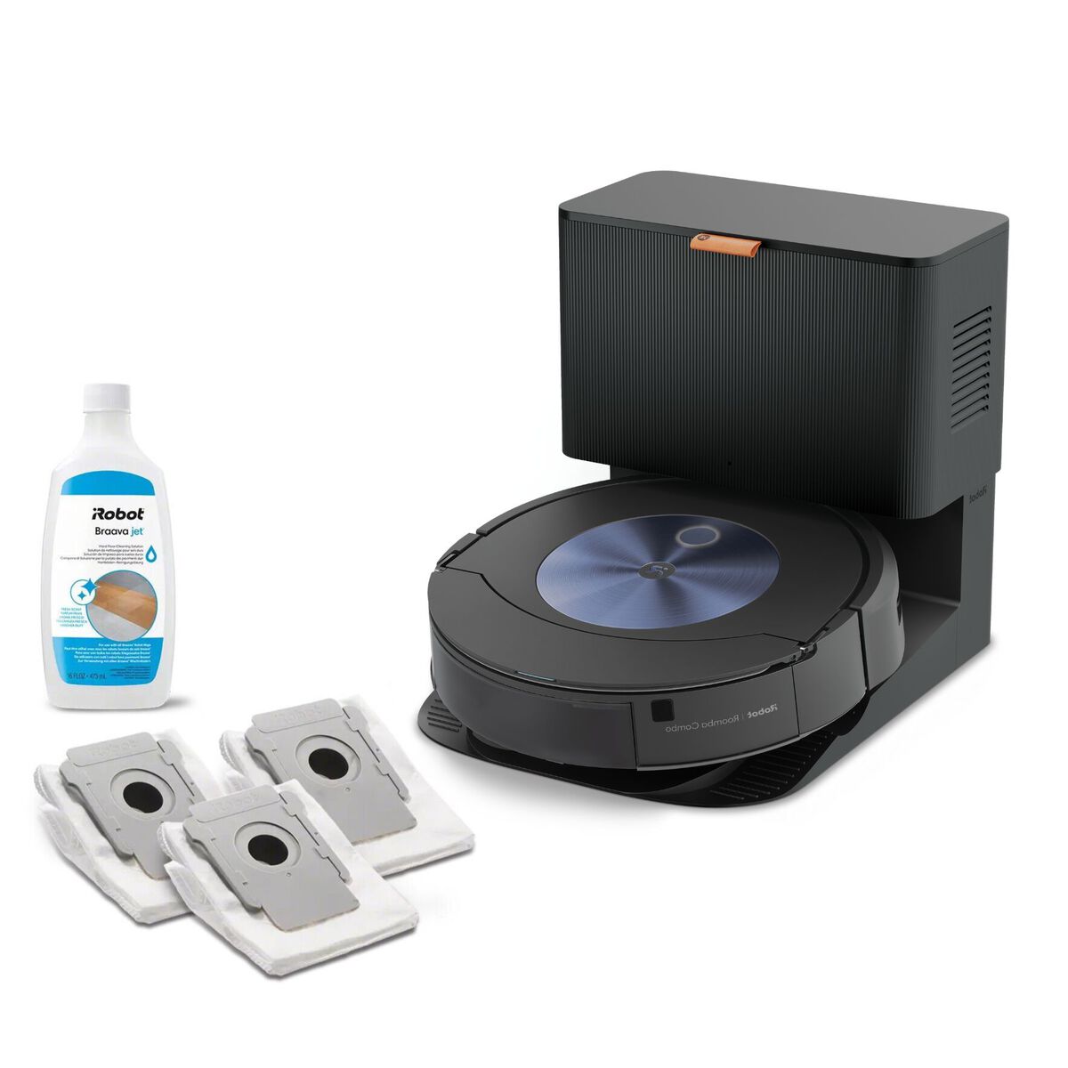 Robot aspirador y friegasuelos Roomba Combo® j7+, bolsas de eliminación de la suciedad x3 + producto de limpieza para suelos, , large image number 0